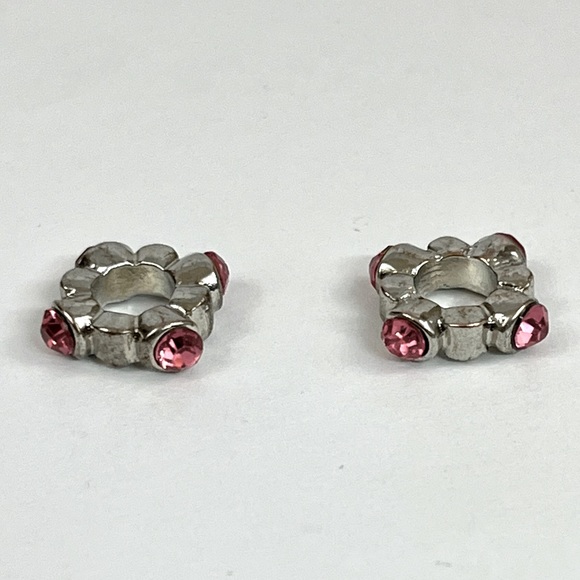 Jewelry - Set of Two Pink Rhinestone Silver Tone Charm Spacers